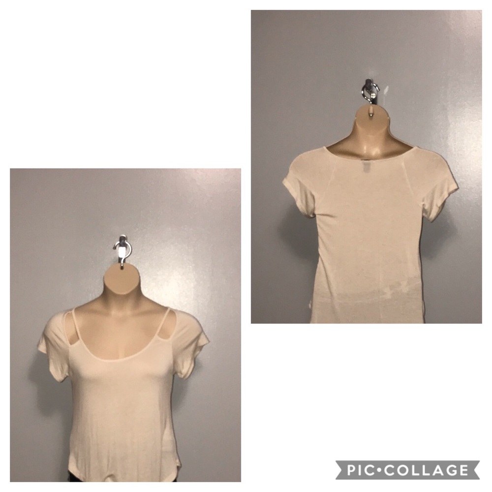 Cold shoulder cream colored shirt